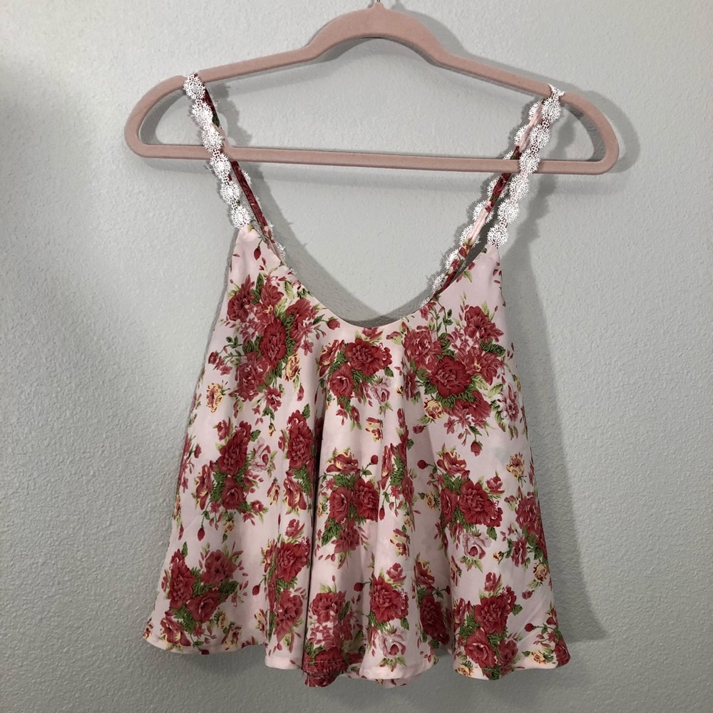 Floral Print Silky Crop Top